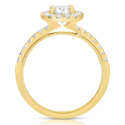 2 Ct Total Weight Oval Lab Grown Halo Engagement Ring