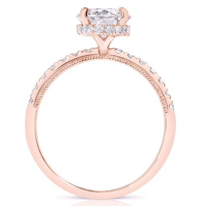 2 Ct Total Weight Lab Grown Hidden Halo Engagement Ring