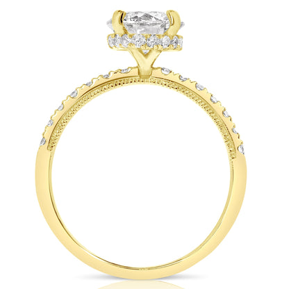 2 Ct Total Weight Lab Grown Hidden Halo Engagement Ring