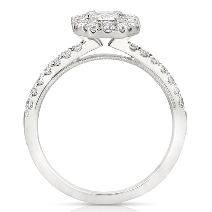 1/2 Ct Emerald Cut Complete Engagement Ring