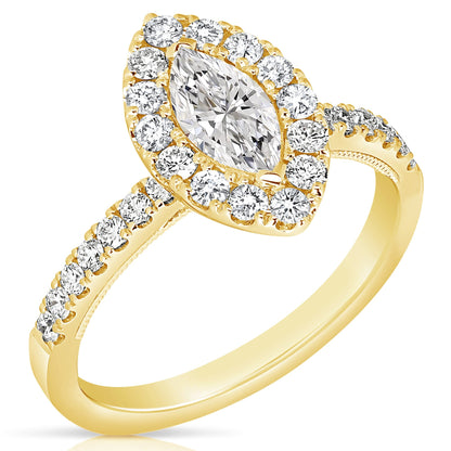 1/2 Ct Marquise Complete Engagement Ring