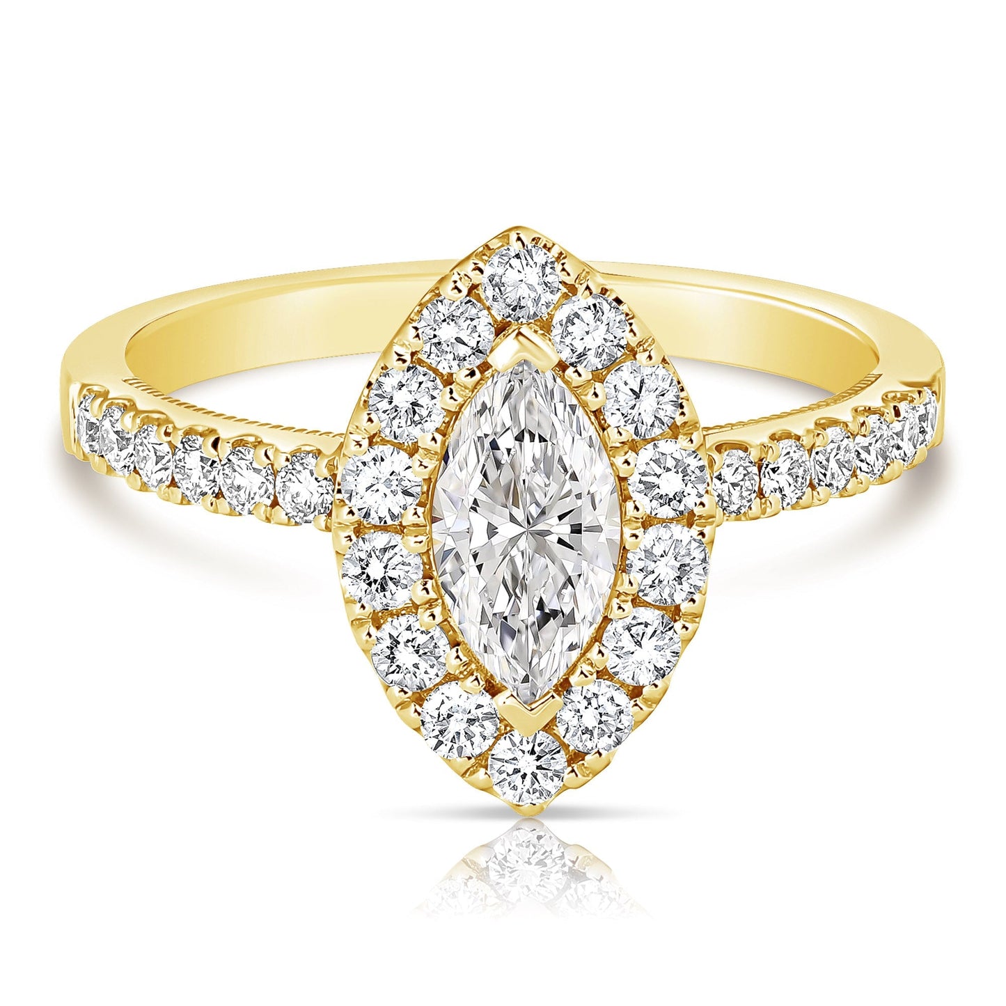 1/2 Ct Marquise Complete Engagement Ring