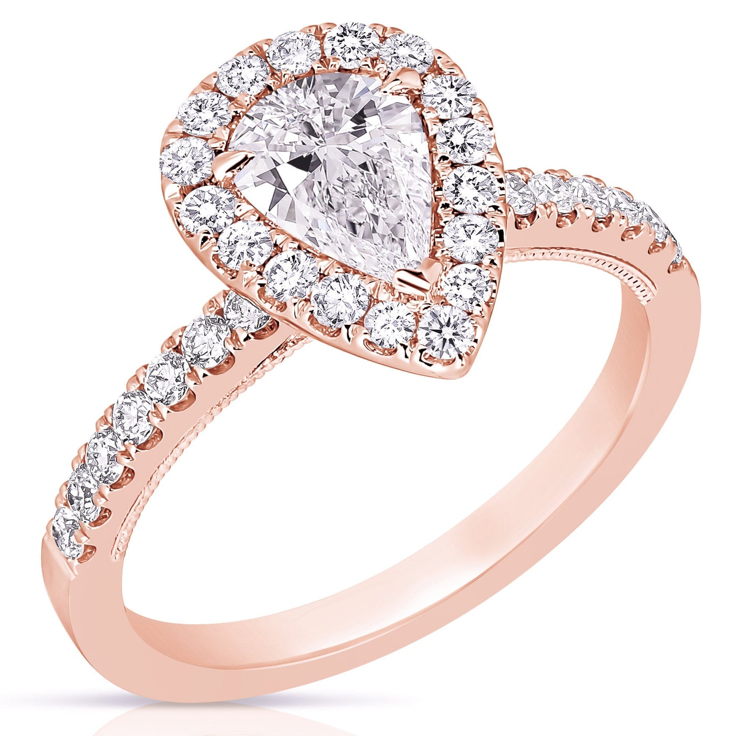 1 1/4 Ct Total Weight Pear Shape Diamond Engagement Ring