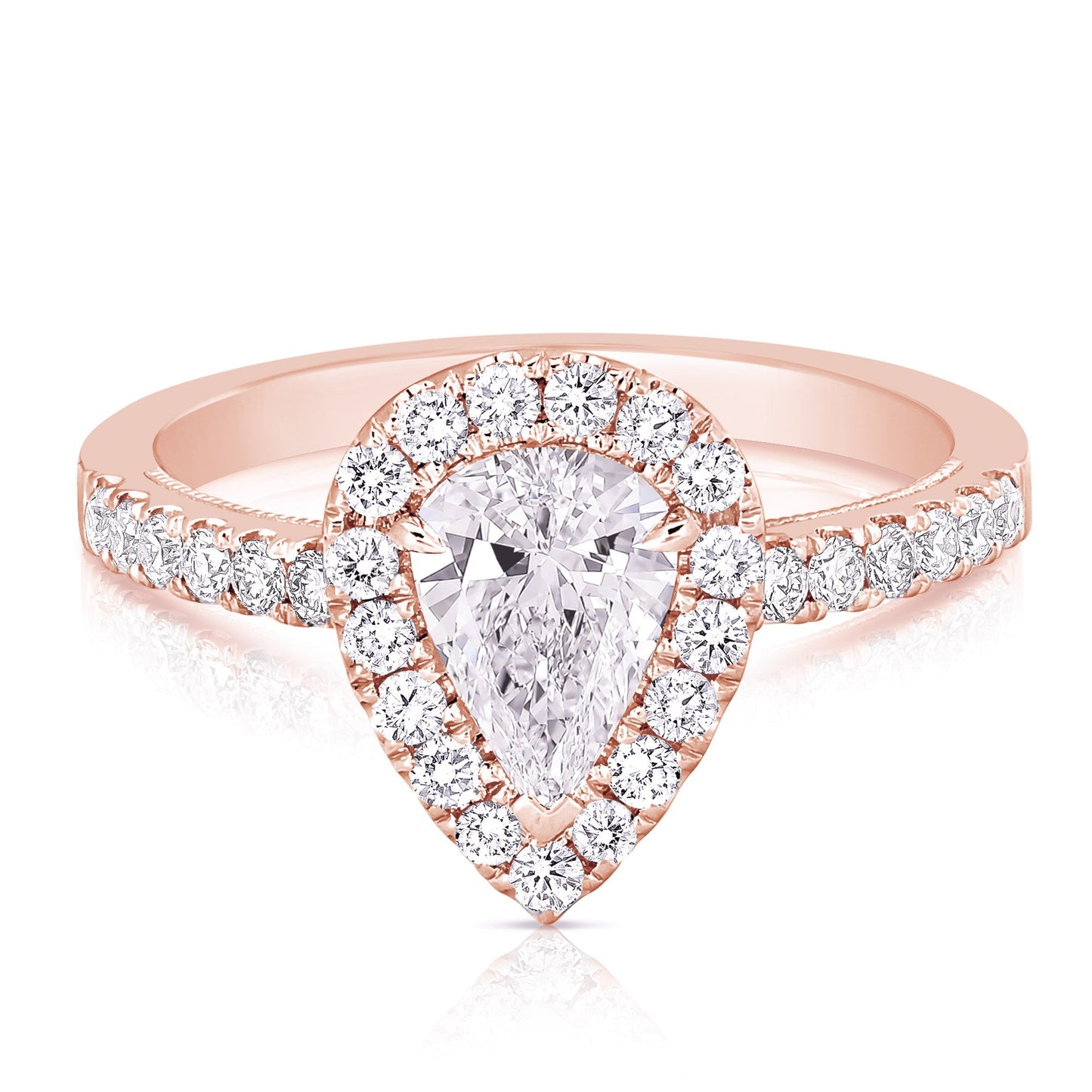 1 1/4 Ct Total Weight Pear Shape Diamond Engagement Ring
