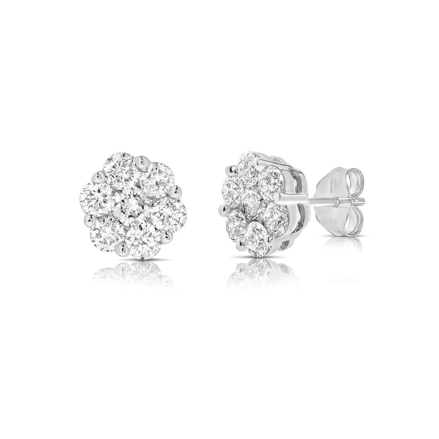 1 1/2 Ct Flower Cluster Studs
