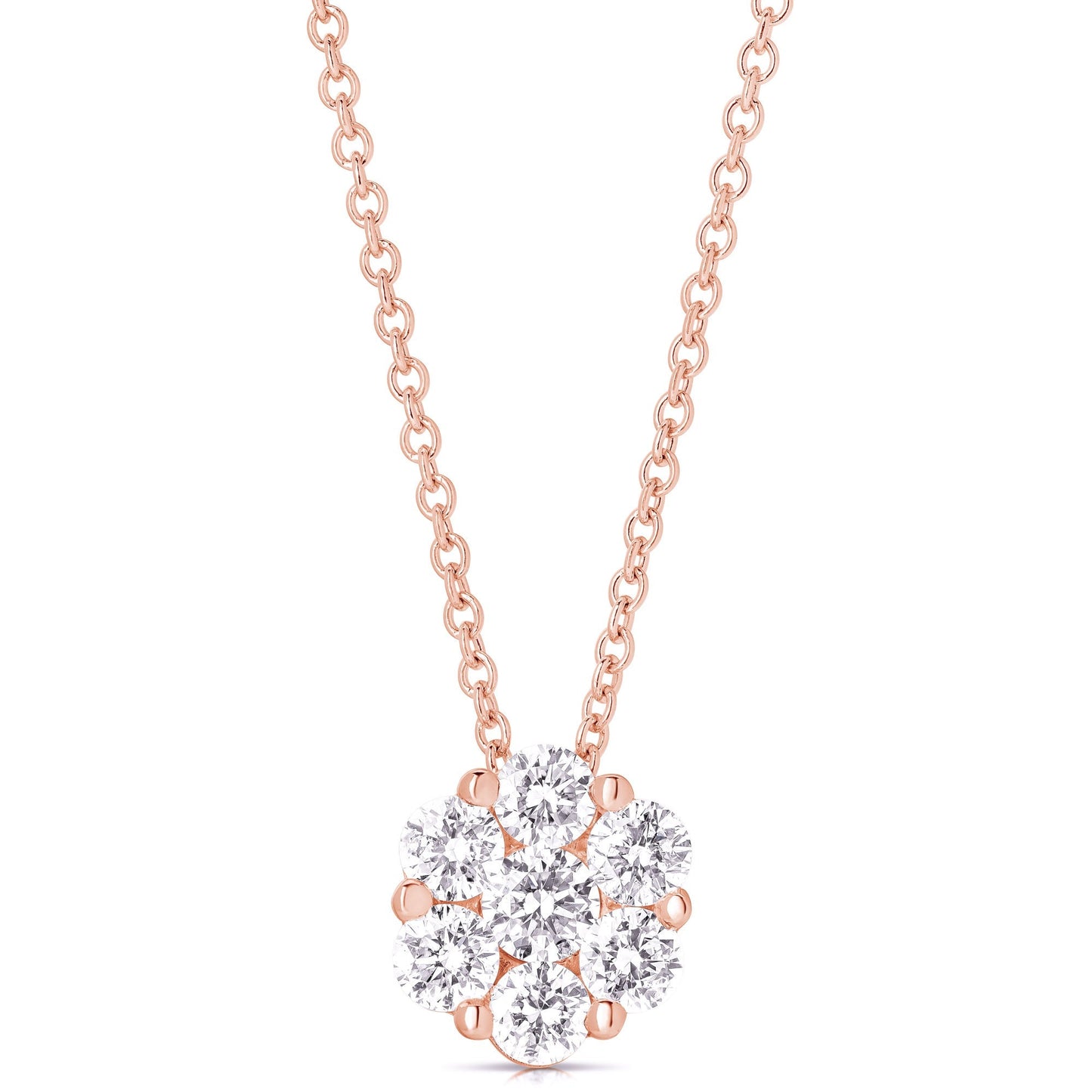 1/2 Ct Flower Cluster Pendant