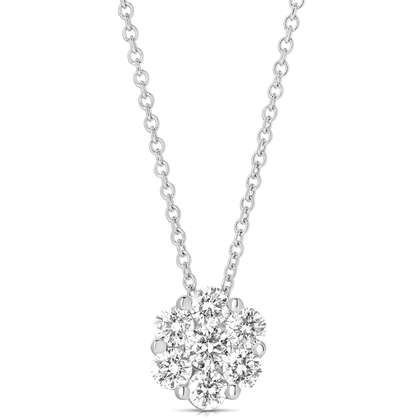1/2 Ct Flower Cluster Pendant