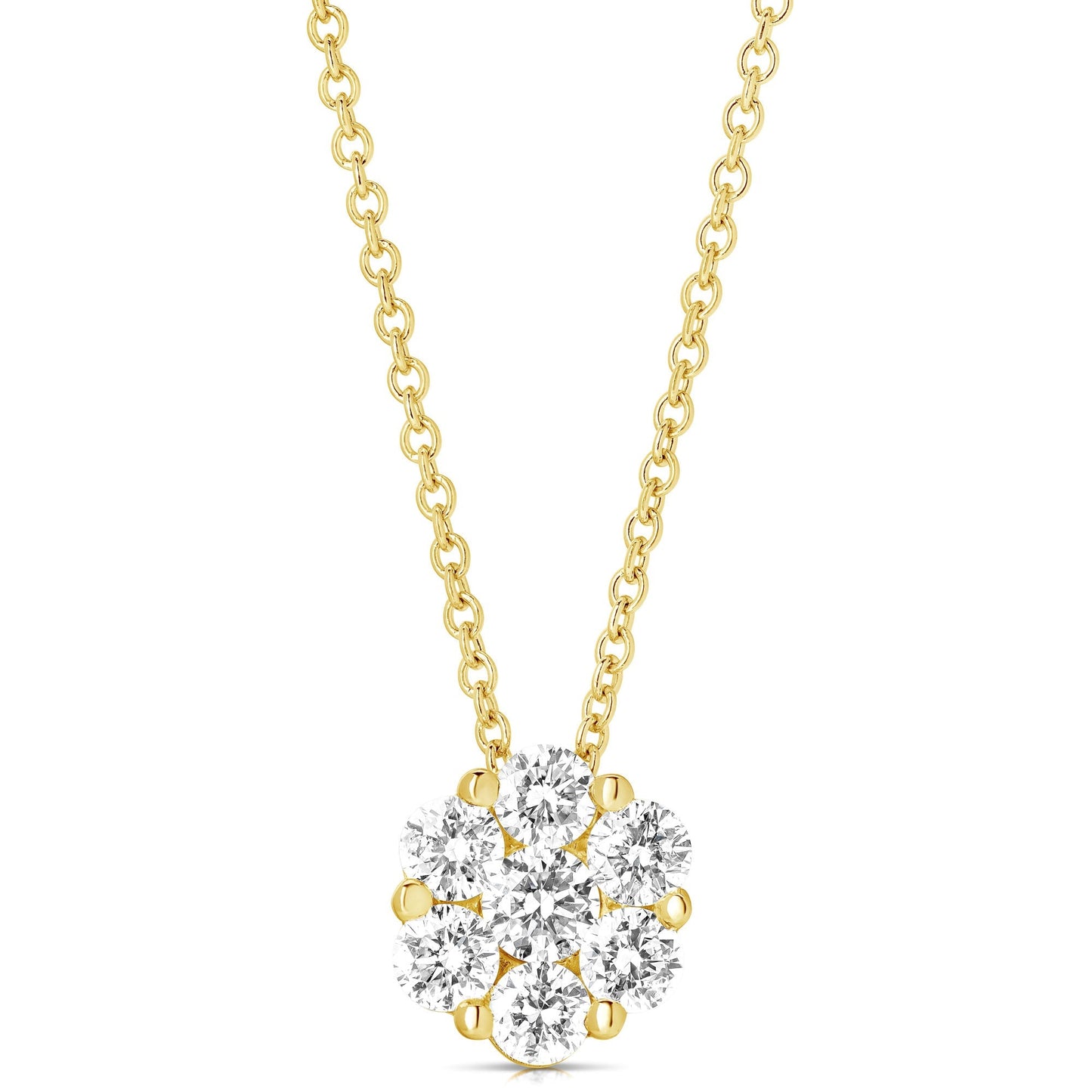 1/2 Ct Flower Cluster Pendant