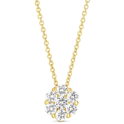 1/2 Ct Flower Cluster Pendant